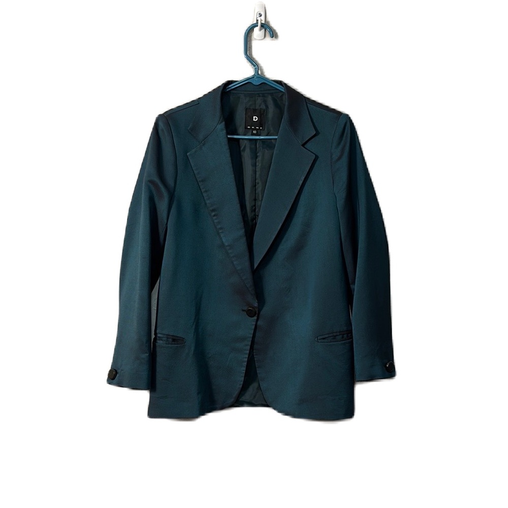 Dkny Blue Green Blazer Modern Tailored Suit Jacket Size 10